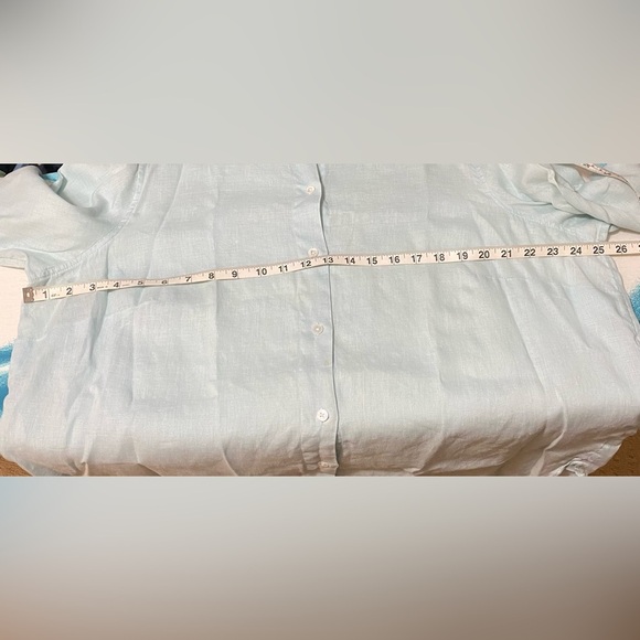 J Jill 100% Linen Long Sleeve Button Front Plus Size 1X Shirt Top.  Light Blue. - Picture 10 of 10
